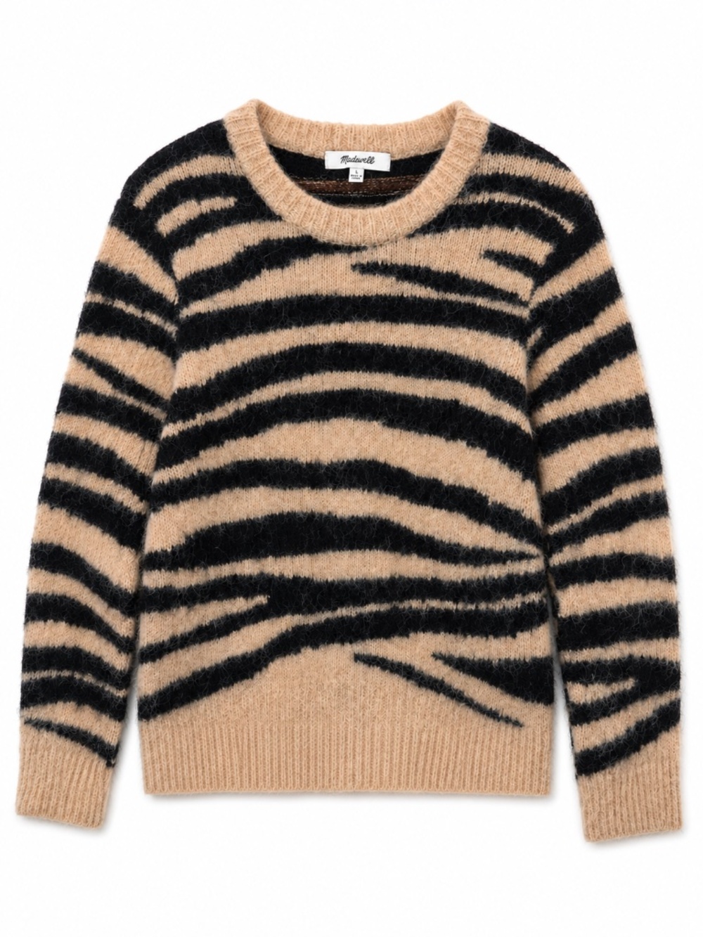 Madewell ALPACA blend wool sweater L boxy animal print fall winter cosy soft